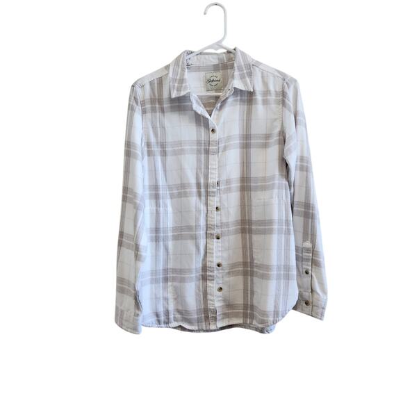 Jachs Girlfriend White and Gray Casual Button Down Shirt Oversized Size Small - Picture 1 of 9